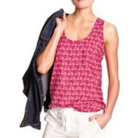 Banana Republic Tops - BANANA REPUBLIC | Hot Pink Petite Moped Print Sleeveless Blouse | Size M